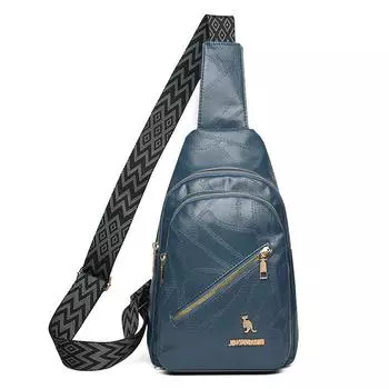 Нагрудная сумка женская мягкая кожаная сумка через плечо чёрный