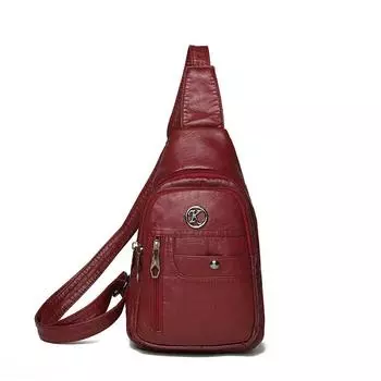 Нагрудная сумка женская сумка через плечо большая вместимость мягкая кожаная сумка на плечо красный