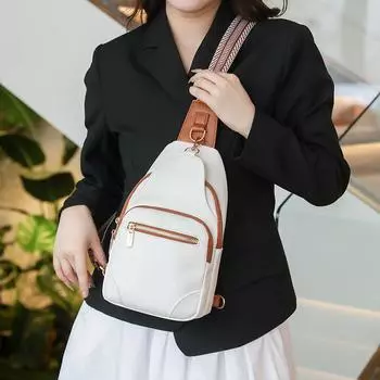 Нагрудная сумка Женская сумка через плечо большой вместимости Сумка из искусственной кожи кофейный