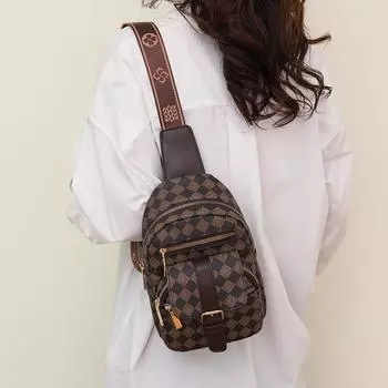 Нагрудная сумка, женский маленький рюкзак через плечо, поясная сумка с принтом, сумка через плечо из мягкой кожи, сумка через плечо кофейный