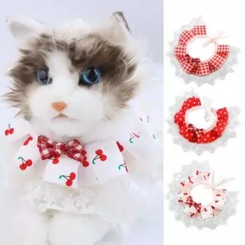 Нагрудник для домашних животных, кружевная отделка, дизайн с бантом, приятный для кожи, износостойкий, изысканный узор, декоративный M белый