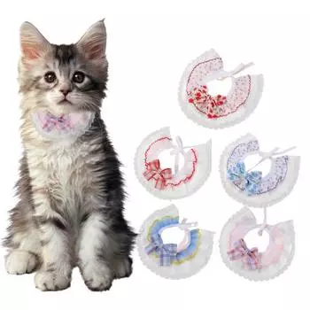 Нагрудник для домашних животных, кружевная отделка, приятна для кожи, тонкая текстура, износостойкая, не вызывает раздражения, легко носить. XS белый/синий