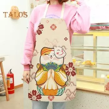 Нагрудник для приготовления пищи, дышащий, пылезащитный, моющийся, модный, кухонный фартук с принтом Lucky Cats для барбекю