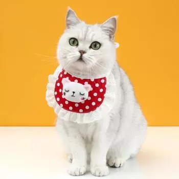 Нагрудник для слюны домашних животных, мультяшный орнамент, износостойкий хлопок, очаровательные маленькие собаки и кошки D
