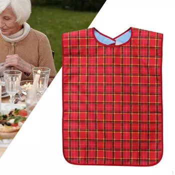 Нагрудник для взрослых, регулируемый моющийся тканевый нагрудник большого размера, маслостойкий, классический клетчатый узор, одежда красный