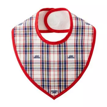 Нагрудник из хлопка, сделано в Японии, в клетку, водонепроницаемый, для мальчиков и девочек, для малышей, для малышей, для малышей, подарок, темно-синий x белый [MIKI HOUSE] 100% 10-7922-490