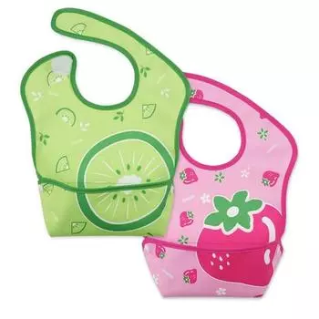 Нагрудник-нагрудник Manito для быстрой стирки клубника + киви 2р, клубника + киви, 2 шт.