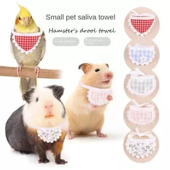 Нагрудник с цветочным кружевом в виде попугая, морская свинка, клетчатый нагрудник с золотым медведем, украшения для хомяка