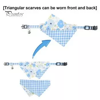 Нагрудник с кошачьим воротником и колокольчиком. Регулируемые ошейники для домашних животных. Бандана с колокольчиками для кошек. Высококачественный шарф для домашних животных для котят и некоторых щенков. синий