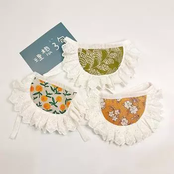 Нагрудники для домашних животных с кружевом - милый цветочный и растительный дизайн, шарф с изображением кошек и собак, нагрудник из хлопка для щенков бишона Cat and dog bibs/random; One size