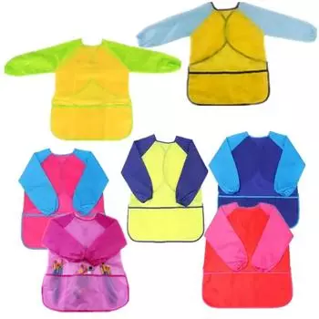 Нагрудники для кормления для маленьких мальчиков и девочек, фартук с длинными рукавами, водостойкий для детей, школьная живопись, рисунок, детский художественный халат, ткань для рукоделия S красный