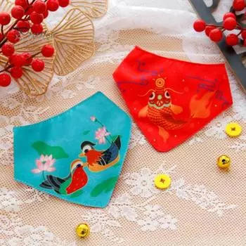 Нагрудники для маленьких собак и кошек, изысканный узор, яркий цвет, супер мягкие, износостойкие, в китайском стиле, аксессуары для домашних животных, банданы зелёный