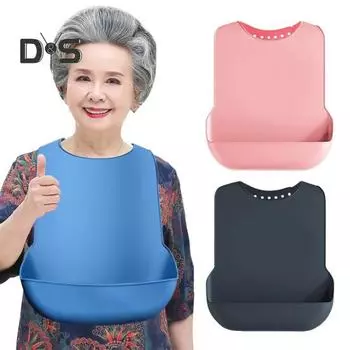 Нагрудники для взрослых, большой силиконовый нагрудник для взрослых, для еды, регулируемый, водонепроницаемый, для защиты одежды пожилых мужчин, женщин, пожилых людей S синий