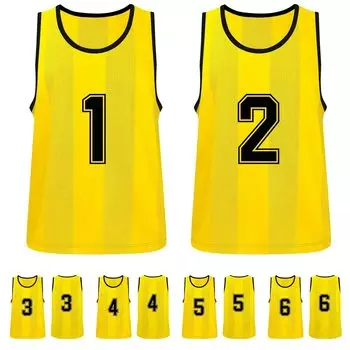 Нагрудники Командный нагрудник для номеров Детский спортивный Местный орган власти Начальная школа Один размер подходит набор из 6 [Matunoki] Жилет, Жилет, Сетка, Дети, 1-6, жёлтый