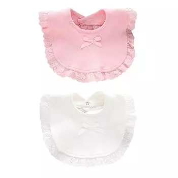 Нагрудники на пуговицах CottonSnap для маленьких девочек, милые кружевные нагрудники с бантом, водонепроницаемое полотенце со слюной розовый