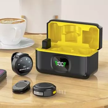 Нагрудный микрофон Двойной микрофон Прикрепляемые микрофоны Шумоподавление Кнопка без задержки Дискообразная беспроводная связь чёрный