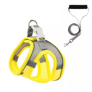 Нагрудный ремень для домашних животных, дышащая сетка, регулируемый светоотражающий жилет, шлейка для собак средних и больших размеров S(for 2-4kg) жёлтый