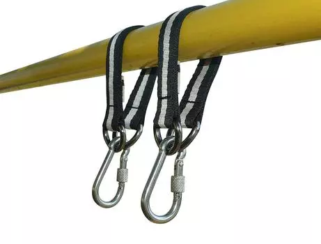 Нагрузка до 150 кг. Комплект ремней для подвешивания детских качелей. Безопаснее с винтовым замком-карабином COMINGFIT®. чёрный