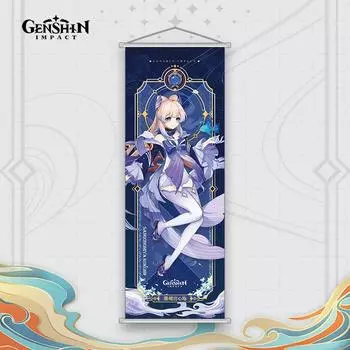 Nahida Wall Genshin Scroll Poster Albedo Wall Hanging Canvas Painting Decor Sangonomiya Kokomi