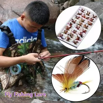 Нахлыстовая приманка, рыболовная наживка, сухая мушка-бабочка, одинарные крючки, крючок для мух-бабочек, рыболовные снасти 48PCS