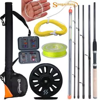 Нахлыстовая удочка и катушка Нахлыстовая леска Рыболовная наживка Сумка для удочки нахлыстом Набор рыболовных снастей set