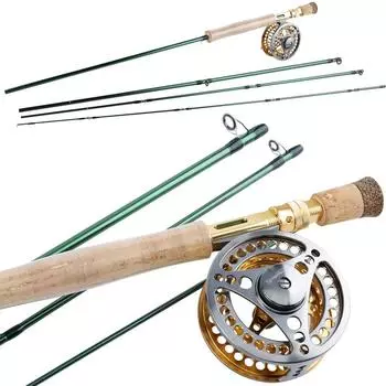 Нахлыстовая удочка Нахлыстовая удочка Рыболовная катушка Комбинированная карбоновая удочка 7/8 Цельнометаллическая рыболовная катушка 1pcs Fishing Rod