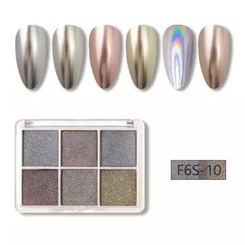 Nail Art 6-Color Magic Mirror & Tycoon Gold Aurora Powder Set