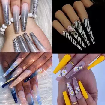 Nail Art Ballet Nail Max Super Long Flathead Ballet False Nail Traceless Nail 500 патчей