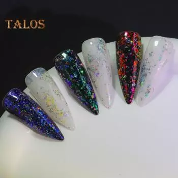 Nail Art Блестки Многоцелевой Маникюр Голографическое украшение для ногтей 3D Ногти Сияющие хлопья Радужные хлопья Русалки Блестящая наклейка