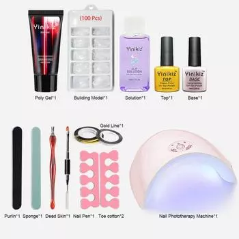 Nail Art Extension Poly Molding Glue Brush 36W UV Dryer Lamp Manicure Machine Kit