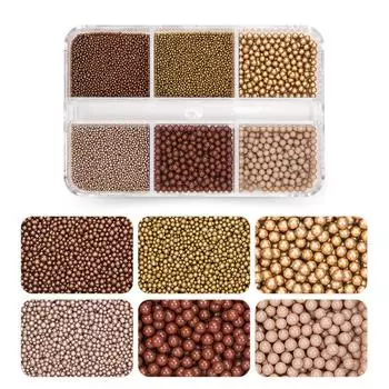 Nail Art Irregular Baroque Highlighted Semicircular Alien 6-Grid Boxed Pearl Wear Nail Material Decoration