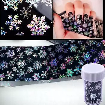 Nail Art Phantom Snowflake Star Sky Paper Наклейки для ногтей Цветные лазерные рождественские переводные наклейки для ногтей Дамский декор звездного неба A