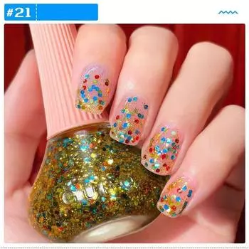 Nail Art Популярный молочно-белый лак для ногтей Быстросохнущий долговечный лак Матовый перламутровый лазерный блестящий лак для ногтей Сделать 21