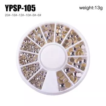 Nail Art Small Disc Box, 12-Grid Flat-Bottomed Drill Glass, Magic Mixed Diamond Rhinestone Jewelry. YPSP-105