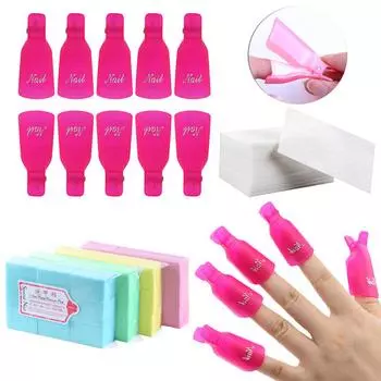 Nail Art Soak Off Cap Clips 600/900 шт. Cutton Pads Средство для снятия УФ-гель-лака Wrap Tool Жидкость для снятия лака Маникюрные инструменты