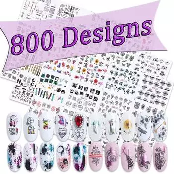 Nail Art Sticker Design Letter Flowers Leaf Slider Nails Sticker Set Mixed Flower Water Transfer nail stickers set
