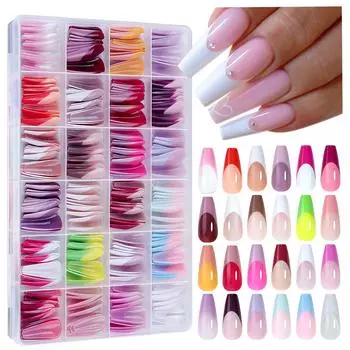 Nail Art Wear Nail 288Pcs French Traceless Wear Nail Removable Nail Art Nail Art False Nail