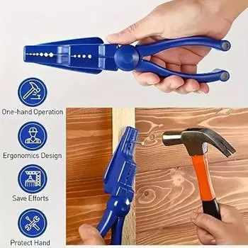 Nail clamps, protective hammers, auxiliary pliers, protective hammers, can clamp long and short nails to fix tools небесно-голубой