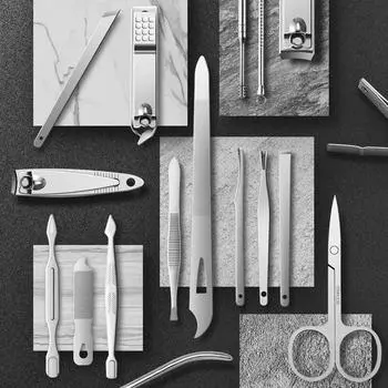 Nail Cutter Set Grooming Tool Set With Portable Case Manicure Art Tool Nails Cut Stainless Steel Nail Clippers Set