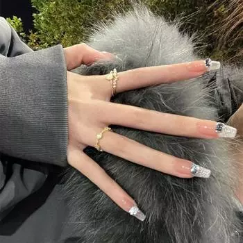 Nail Gradient Square Sticker Cat Eye Fashion Minimalist Detachable Whitening XS