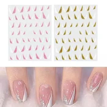 Наклейка для линии ногтей, самоклеящиеся ультратонкие блестящие ногти во французском стиле, блестящая наклонная полоска фиолетовый