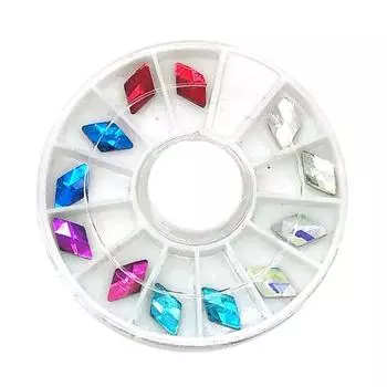 Nail Queen NQ-002 Алмазный плоский камень для ногтей, набор из 12 предметов + случайная поставка компонентов, разные цвета, 1 комплект