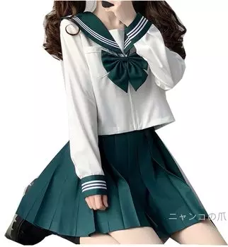 Nail Sailor Uniform с длинным рукавом, серо-белая, JK, комплект из 4 предметов, костюм для косплея, школьная форма для девочек, комплект с юбкой [Nyanko]