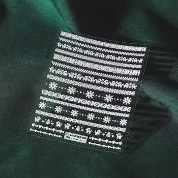 Nail Slider Multiple Shapes Engraved Pattern 5D Effect Wool White Snowflake Wing Colorful Nail Sticker G