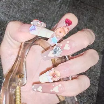 Nail Supplies Capybara False Nails Animals Fake Nail Extension Korean Cartoon Fake Nails Gift M