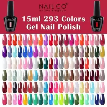 NAILCO 15 мл черный, белый, красный, розовый цвет гель-лак для ногтей 208 цветов серии Vernis УФ-гель для ногтей с блестками все для маникюрного набора