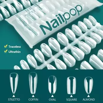 Nailpop прозрачные накладные акриловые накладные ногти, пресс для ногтей, гроб, бесследные и ультратонкие аксессуары для накладных ногтей, инструменты, 120 шт.