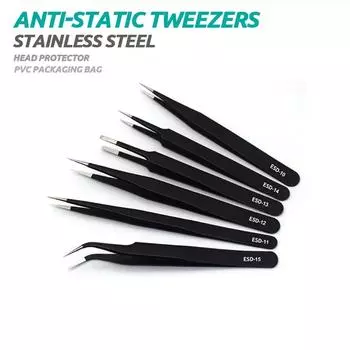 Nails Art Stainless Steel Curved Straight Black Tweezer for 3D Sticker Rhinestones Nipper Picking manicure Tools Sequins Bead Option 3