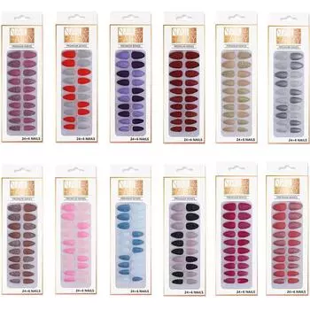 Nails Press on Full Nail Tips DIY Nail Art Decorations Glitter False Nails Fake Nails with Glue 03