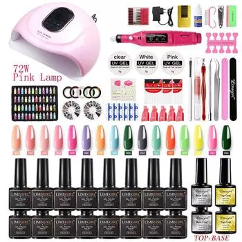 NailSet Лампа для ногтей Сушилка для ногтей с фрезой для ногтей Замачиваемый маникюрный набор Инструменты для украшения дизайна ногтей